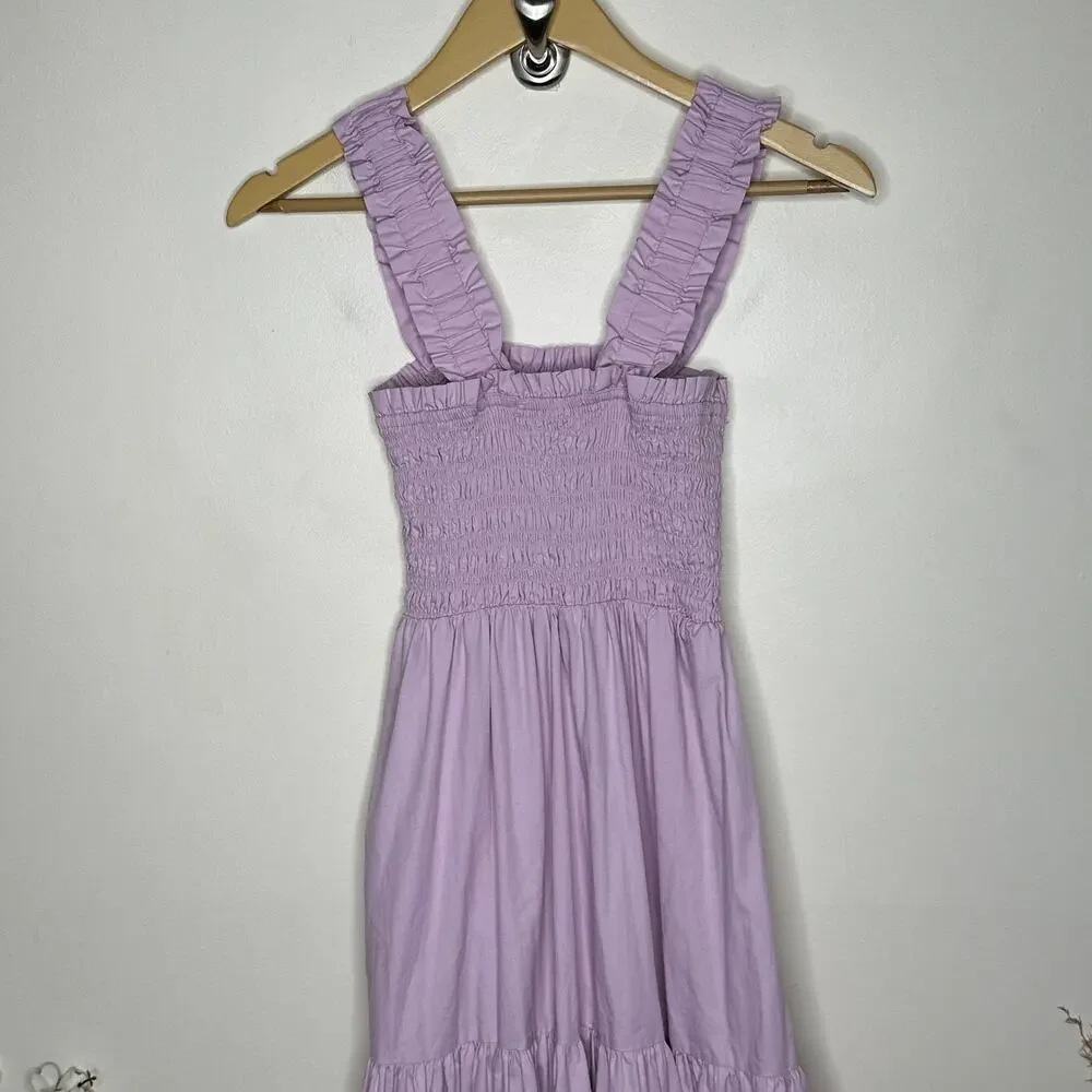 ABERCROMBIE & FITCH Smocked Bodice Easy Maxi Dress Lavender Pink Sz S $109 {R19}